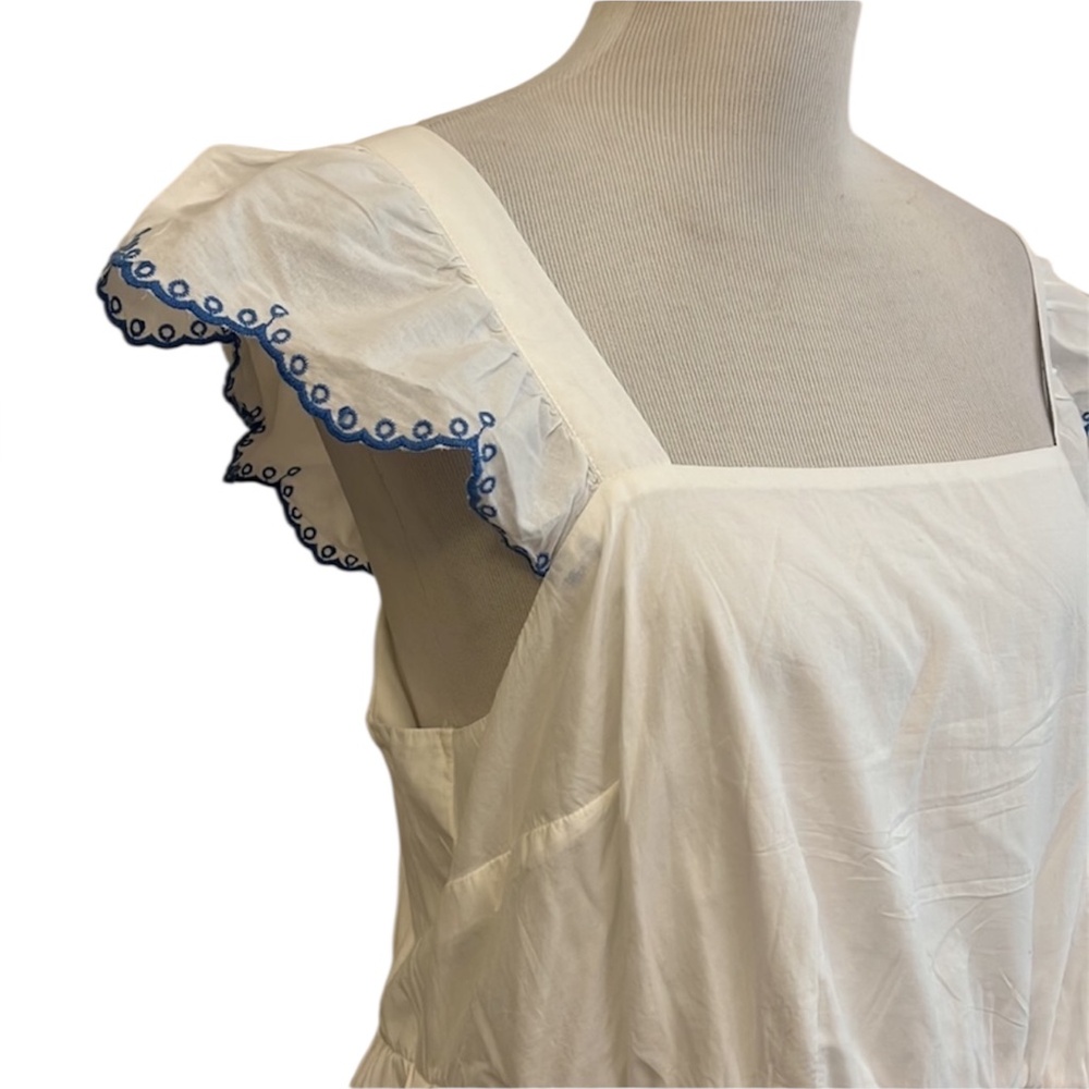 Lane Bryant Short Flutter Sleeve Square Neck Embroidered Dress Size 14 - Picture 5 of 8